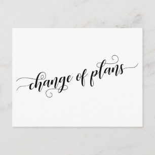 Elegant White Change of Plans Postponed Wedding Postcard