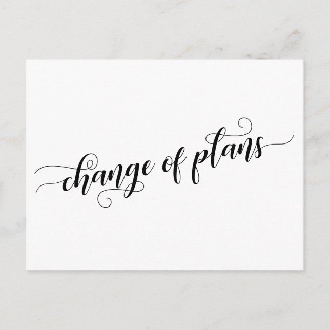 Elegant White Change of Plans Postponed Wedding Postcard (Front)