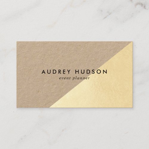 Elegant white chic gold foil geometric plain kraft business card