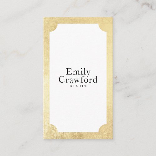 Elegant white chic gold minimalist beauty salon business card