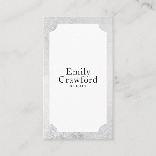 Elegant White Chic Silver Minimalist Beauty Salon Business Card