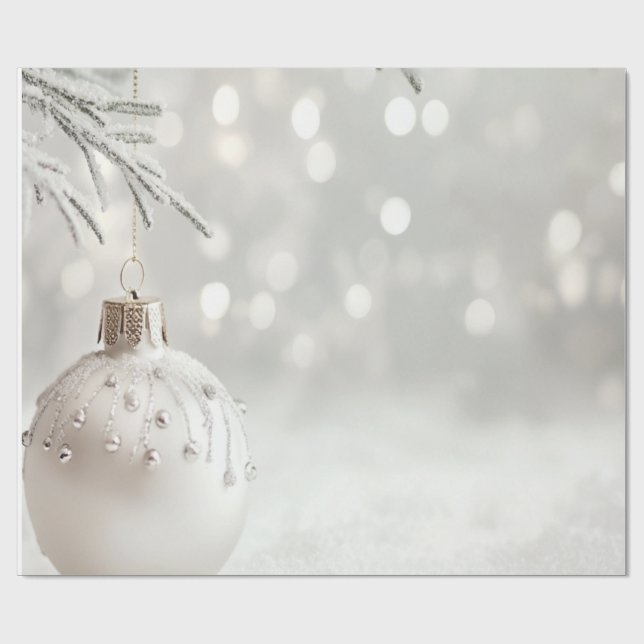 Elegant White Christmas Ball Holiday  Wrapping Paper (Flat)