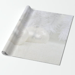 Elegant White Christmas Balls Holiday Wrapping Paper