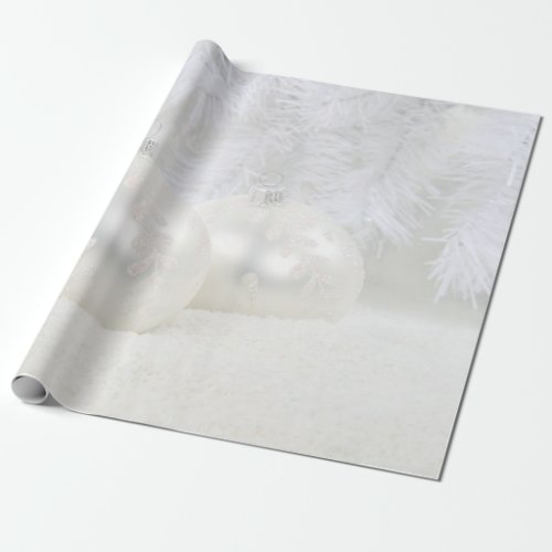 Elegant White Christmas Balls Holiday Wrapping Paper