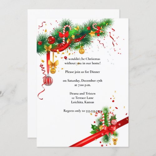 Elegant White Christmas Design Party Invitation