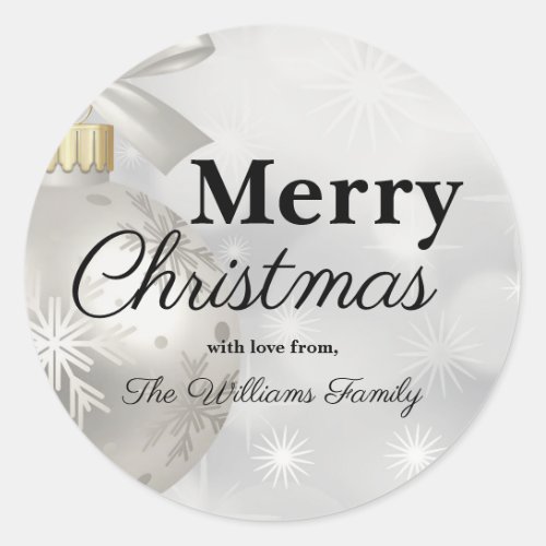 Elegant White Christmas Ornament Holiday Party  Classic Round Sticker