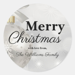 Elegant White Christmas Ornament Holiday Party Classic Round Sticker