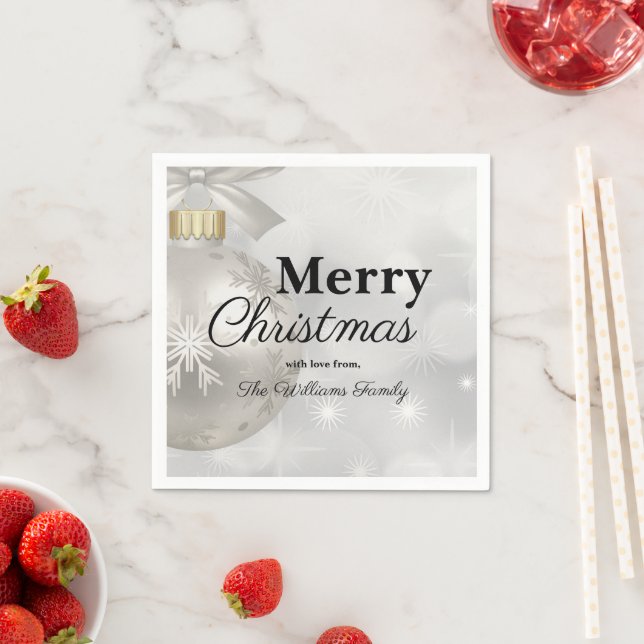 Elegant White Christmas Ornament Holiday Party   Napkins (Insitu)