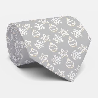 Elegant White Christmas Pattern on Silver Gray