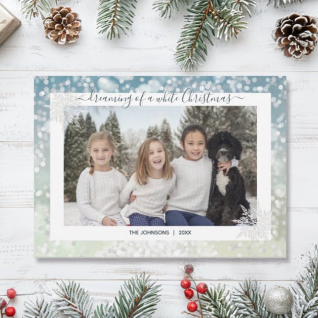 Elegant White Christmas Snowflake Crystal Bokeh Holiday Card (Creator Uploaded)