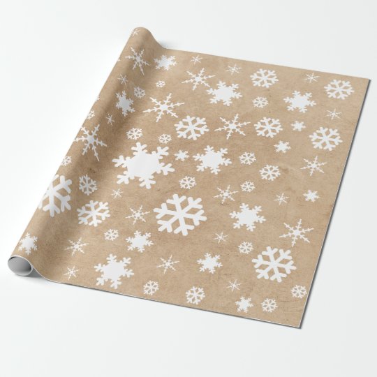 Elegant White Christmas Snowflake Pattern Wrapping Paper