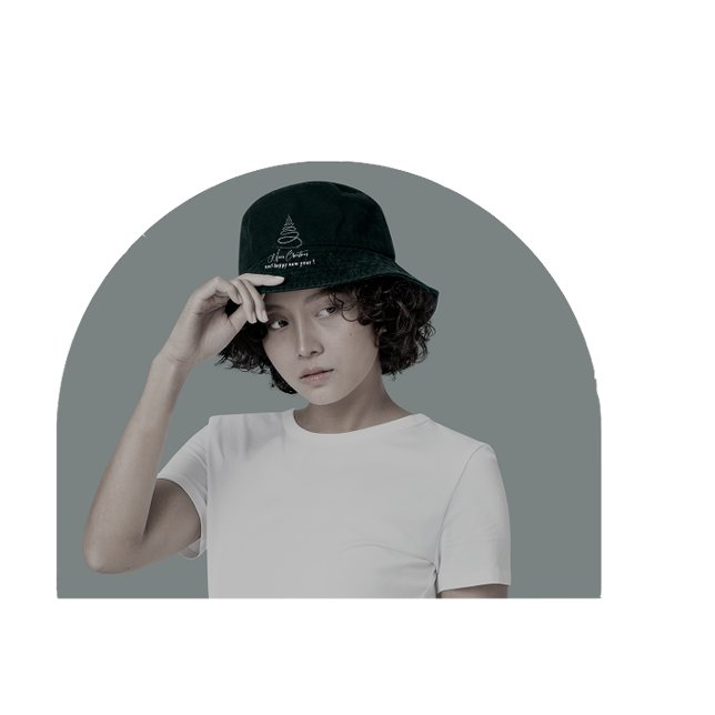 Elegant White Christmas Tree Black Christmas  Bucket Hat (Creator Uploaded)