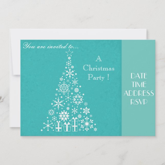 Elegant white Christmas tree Christmas party Invitation (Front)