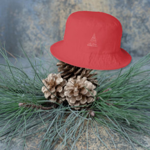 Elegant White Christmas Tree Red Christmas  Bucket Hat