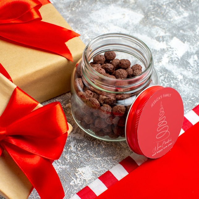 Elegant White Christmas Tree Red Christmas Classic Round Sticker (Creator Uploaded)