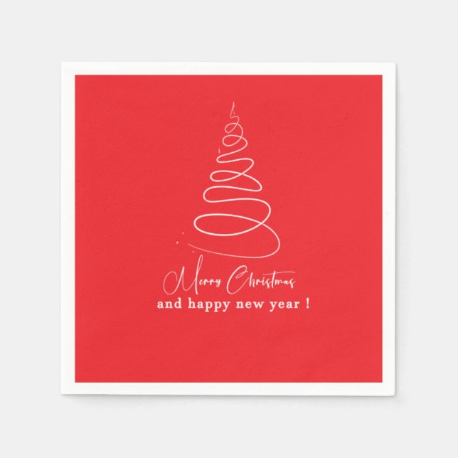 Elegant White Christmas Tree Red Christmas  Napkins (Front)