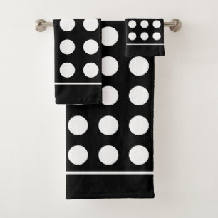 Elegant White Circles on Black Bath Towel Set