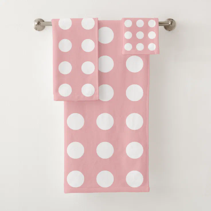 Elegant White Circles on Light Pink Bath Towel Set Zazzle