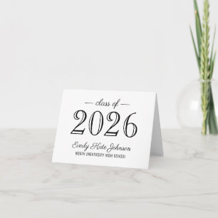 Elegant White Class of 2026 Graduation Letterpress Thank You Card