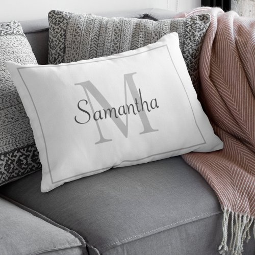 Elegant White Classic Gray Monogram Pillow Case