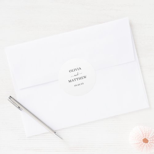 Elegant White Classic Minimalist Wedding Classic Round Sticker