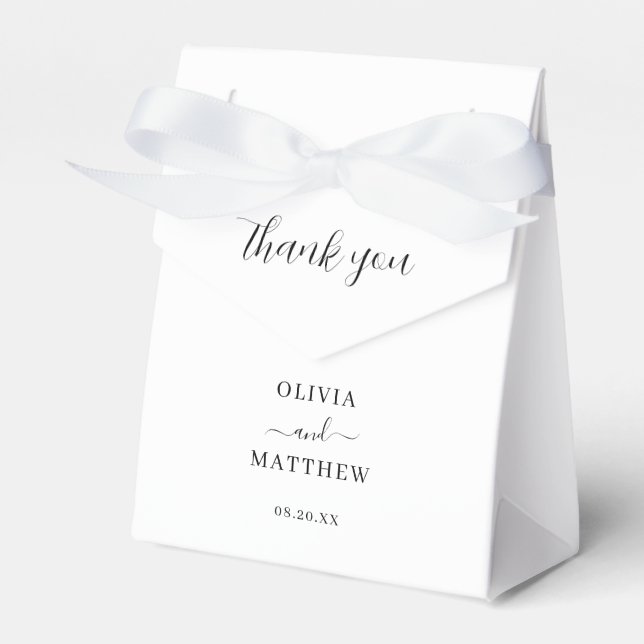 Elegant White Classic Minimalist Wedding Favor Boxes (Front Side)