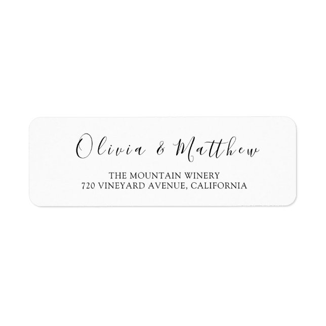 Elegant White Classic Minimalist Wedding Label (Front)