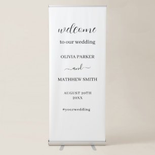 Elegant White Classic Minimalist Wedding Retractable Banner