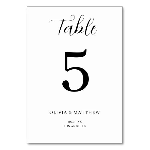 Elegant White Classic Minimalist Wedding Table Number