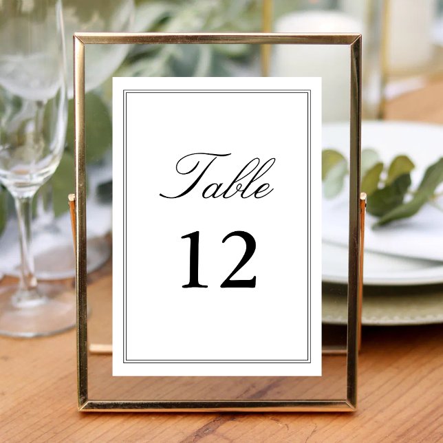 Elegant White Classic Script Wedding Calligraphy Table Number (Creator Uploaded)