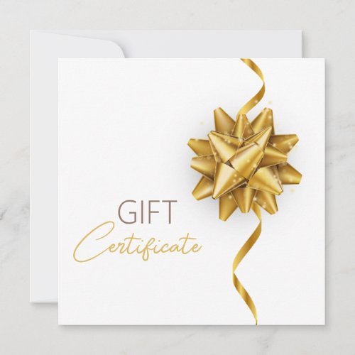 Elegant White Classy Luminous Gold Bow Gift Card