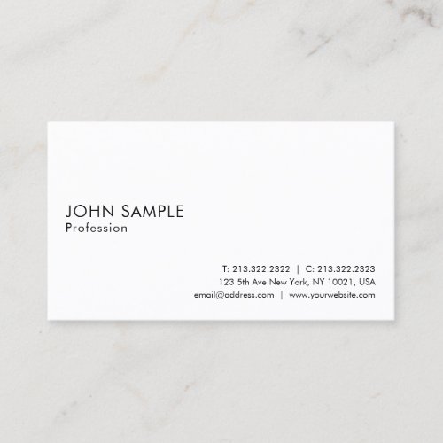 Elegant White Clean Plain Professional Modern Business Card