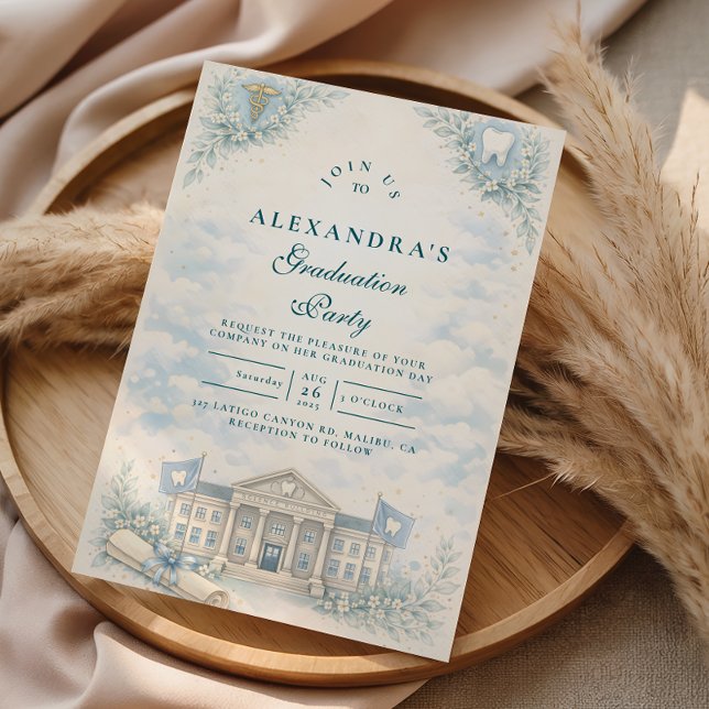 Elegant White Coat Dentist Graduation Party Invitation (Creator Uploaded)