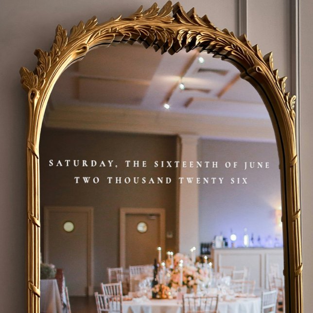 Elegant White Cormorant Date Text Wedding  Window Cling (Elegant White Cormorant Date Text Wedding Window Cling)