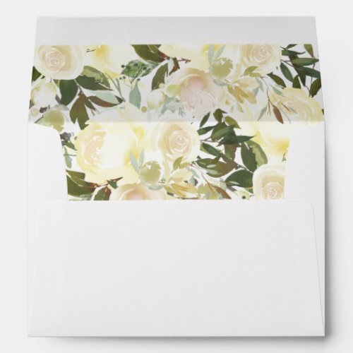 Elegant White Cream Floral Envelope
