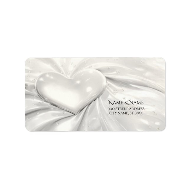 Elegant White Cream Heart Address Label (Front)