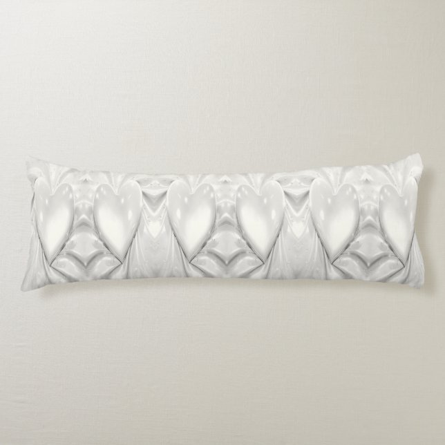 Elegant White Cream Heart Body Pillow (Front)
