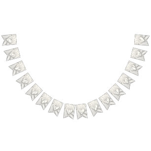 Elegant White Cream Heart Bunting Flag