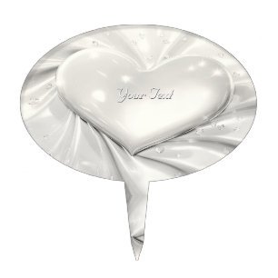 Elegant White Cream Heart Cake Topper