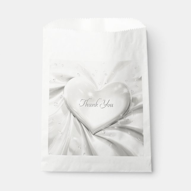 Elegant White Cream Heart Favor Bag (Front)