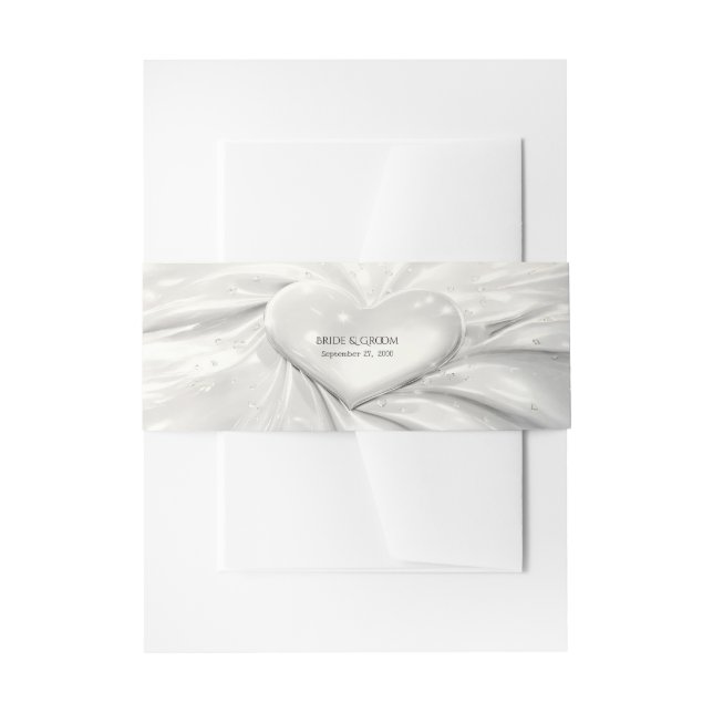 Elegant White Cream Heart Invitation Belly Band (Front Example)