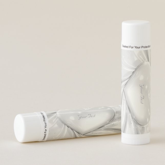 Elegant White Cream Heart Lip Balm (Front)