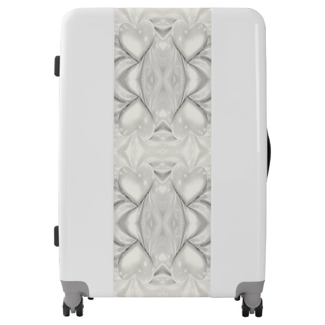 Elegant White Cream Heart Luggage (Front)