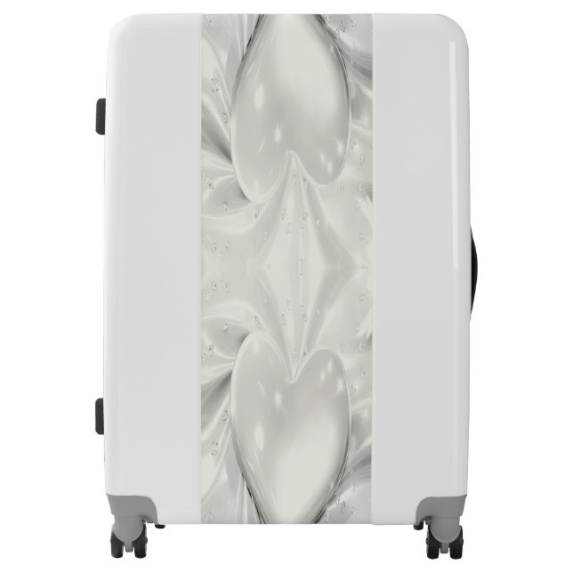 Elegant White Cream Heart Luggage (Front)