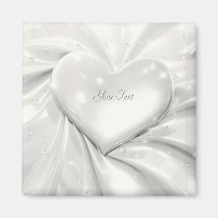 Elegant White Cream Heart Magnet