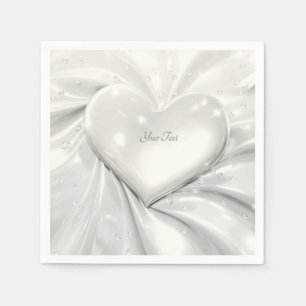 Elegant White Cream Heart Napkins