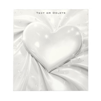 Elegant White Cream Heart Notepad