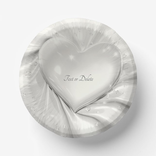 Elegant White Cream Heart Paper Bowls (Front)