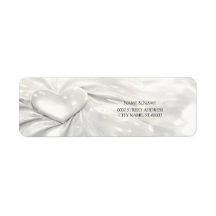 Elegant White Cream Heart Return Address Label
