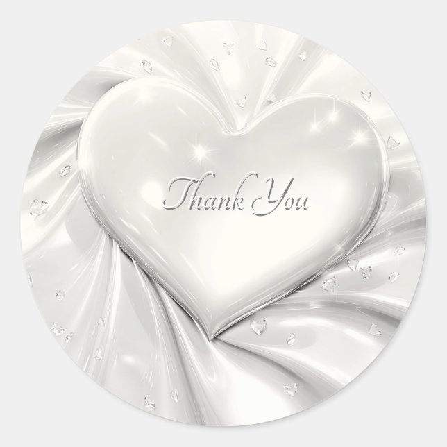 Elegant White Cream Heart Seal Wedding Sticker (Front)